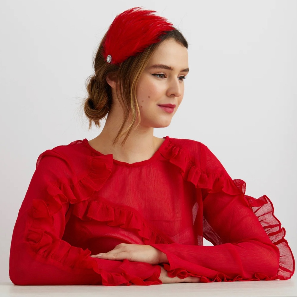 Vintage Romantic Red Blouse